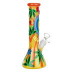 420 Leafy Sunburst Glow 9.25" Beaker Bong