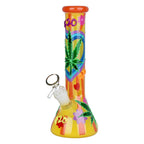 420 Leafy Sunburst Glow 9.25" Beaker Bong