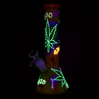 420 Leafy Sunburst Glow 9.25" Beaker Bong